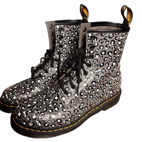Dr. Martens Shoes - Dr. Martens 1460 Gray Leopard Smooth Leather Boots – Women’s US 9